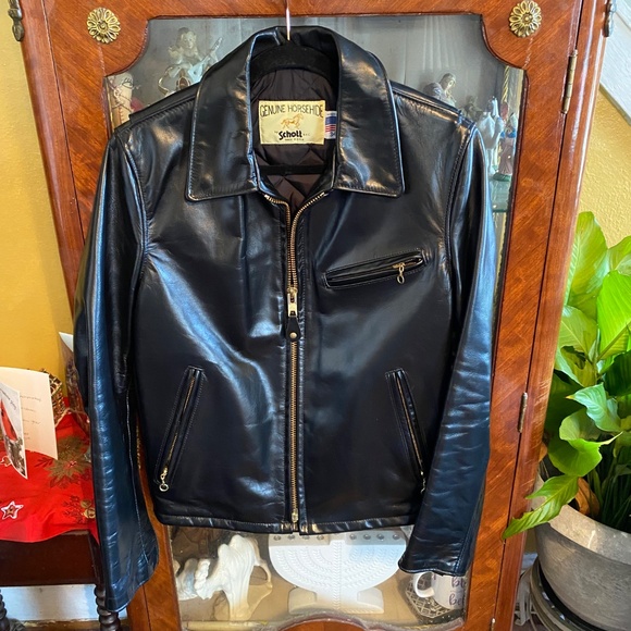 Schott NYC Classic Horsehide Black Racer Motorcycle Leather Jacket - Picture 5 of 16